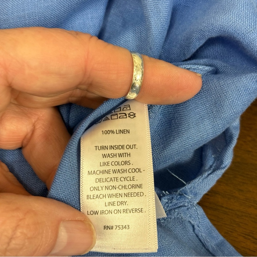 Jones New York 100% Linen Blue Zip Front Top – Size M - Picture 8 of 9